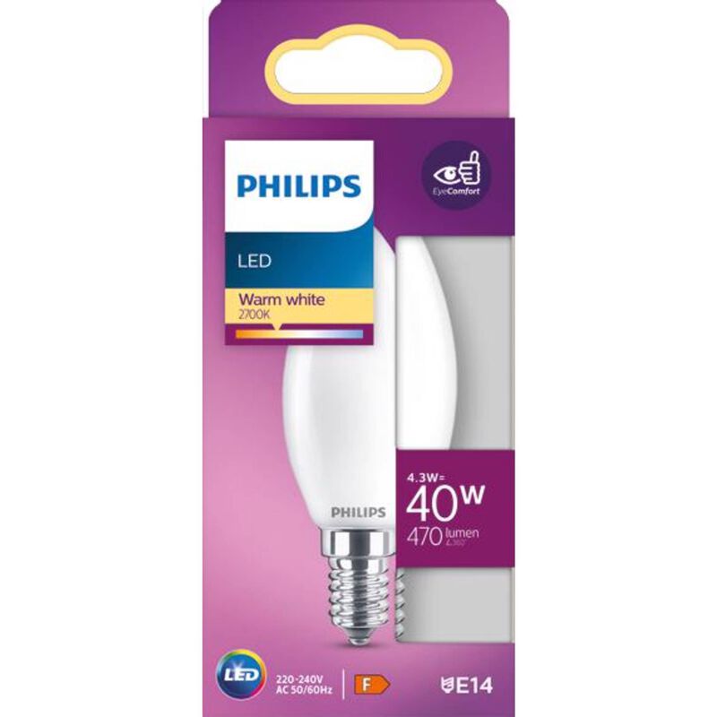 Lâmpada LED Vela E14 2700K 40W Philips