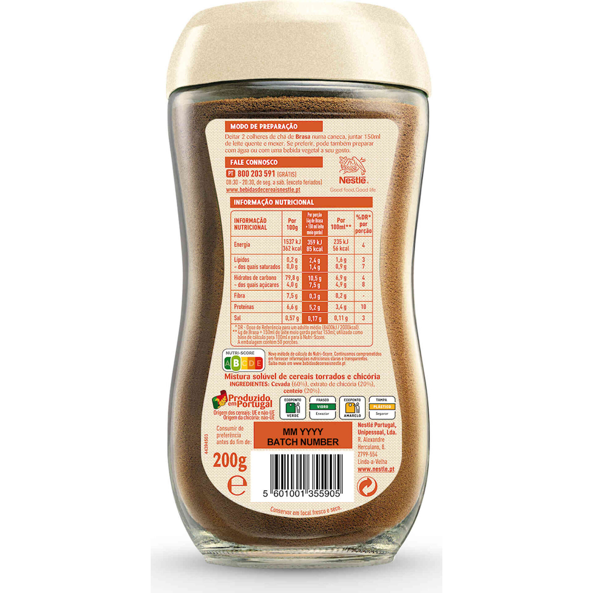 Bebida de Cereais Cevada, Chic&oacute;ria e Centeio Brasa