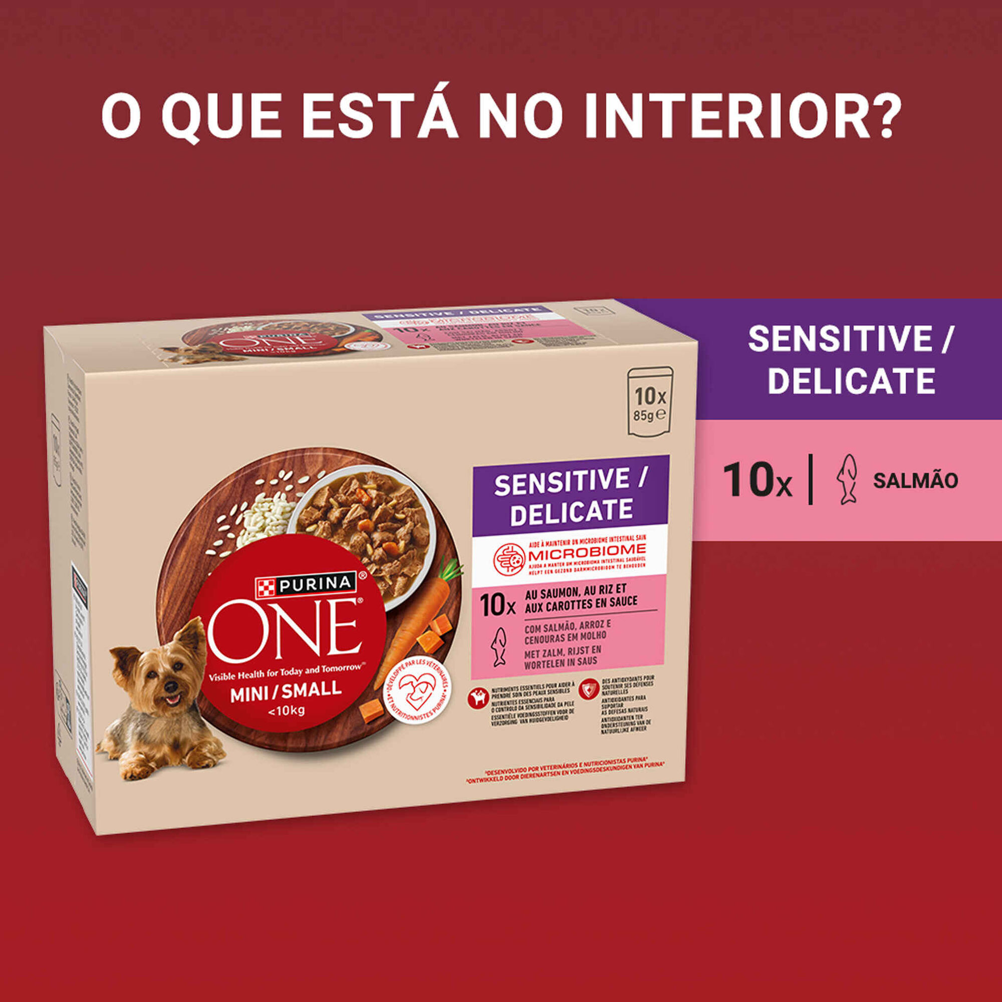 Comida H&uacute;mida para C&atilde;o Mini Delicate Salm&atilde;o Purina One Mini