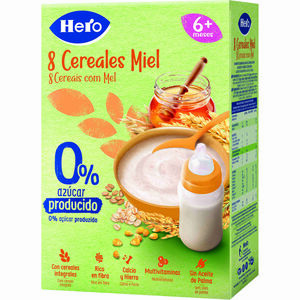 Papa Infantil Farinha Não Láctea 8 Cereais e Mel +6M Hero Baby