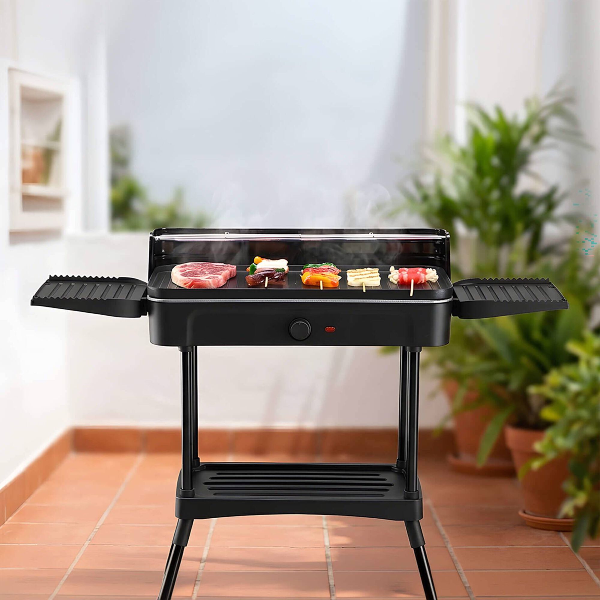 Barbecue El&eacute;trico 2200W 50x25x110cm Preto Lagos BBQ Collection