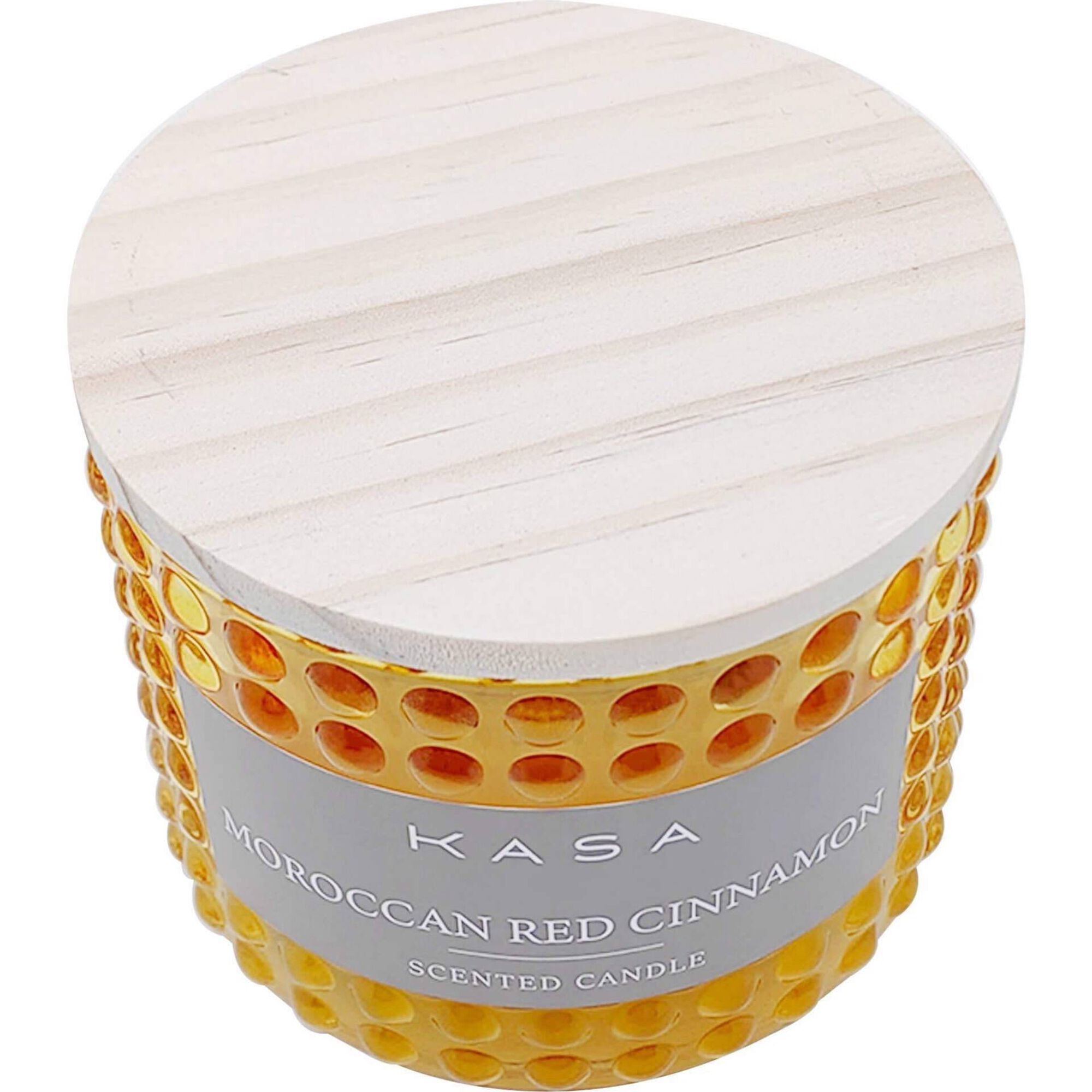 Vela em Copo Vidro 2 Pavios Bolas com Tampa de Madeira Amarelo Kasa