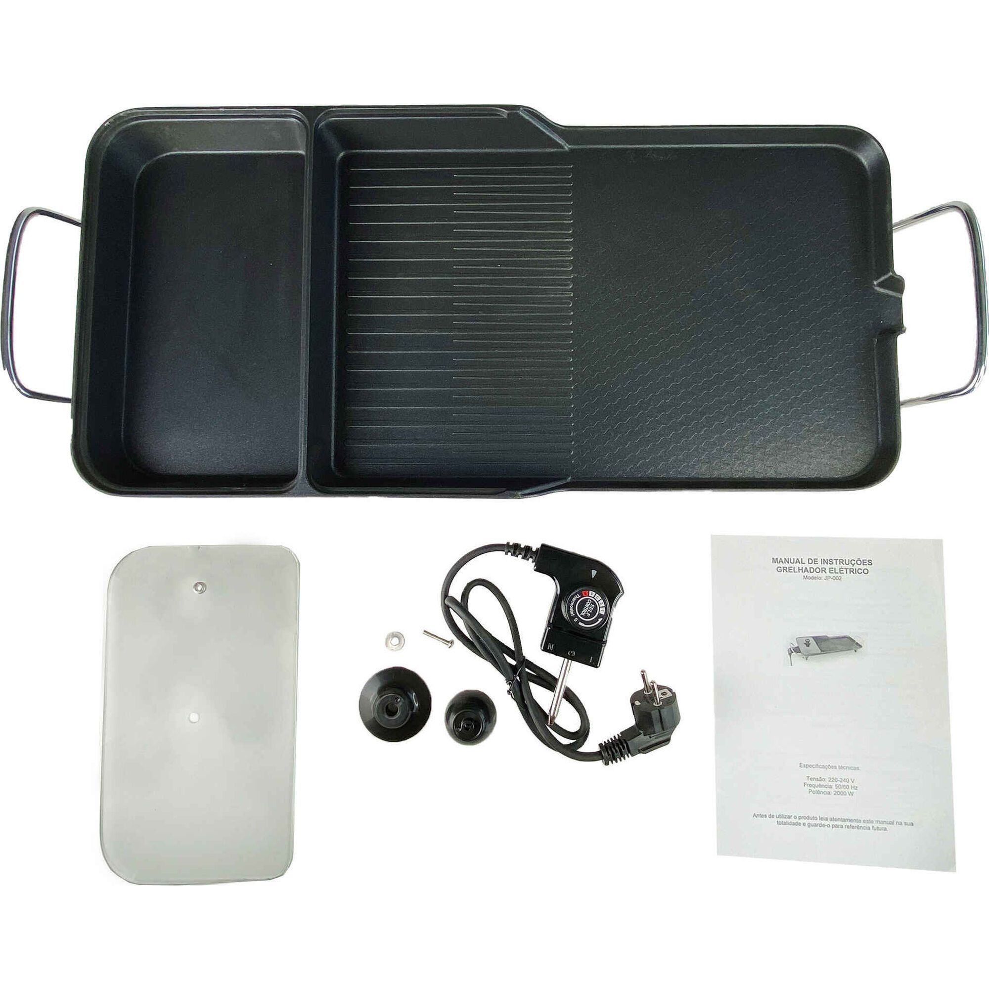 Grelhador de Mesa 2 em 1 2000W Antiaderente Bazar&atilde;o