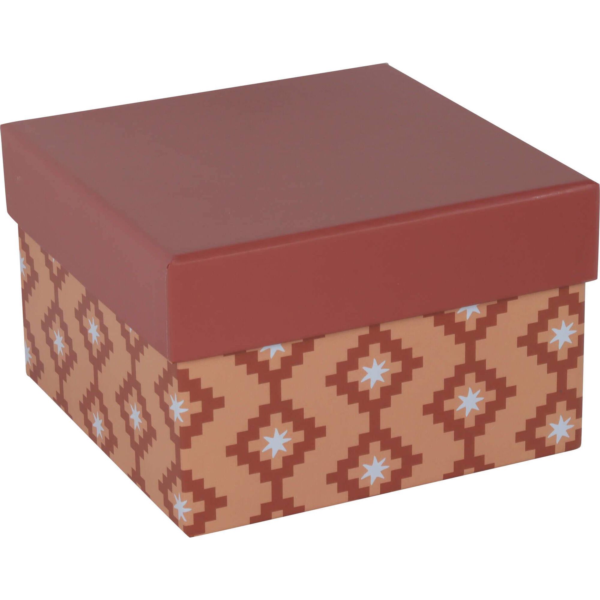 Caixa Cartão 15x15x9,5cm Losangos Rust