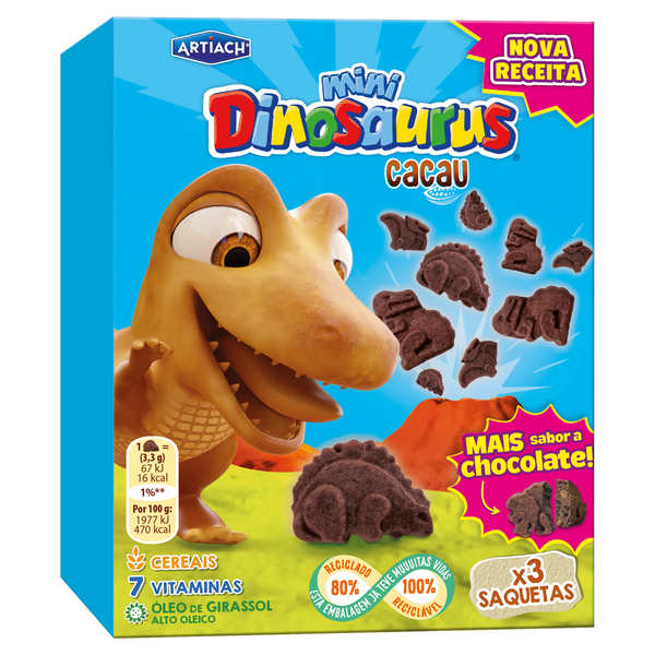 Bolachas Mini Dinossauros Chocolate Artiach