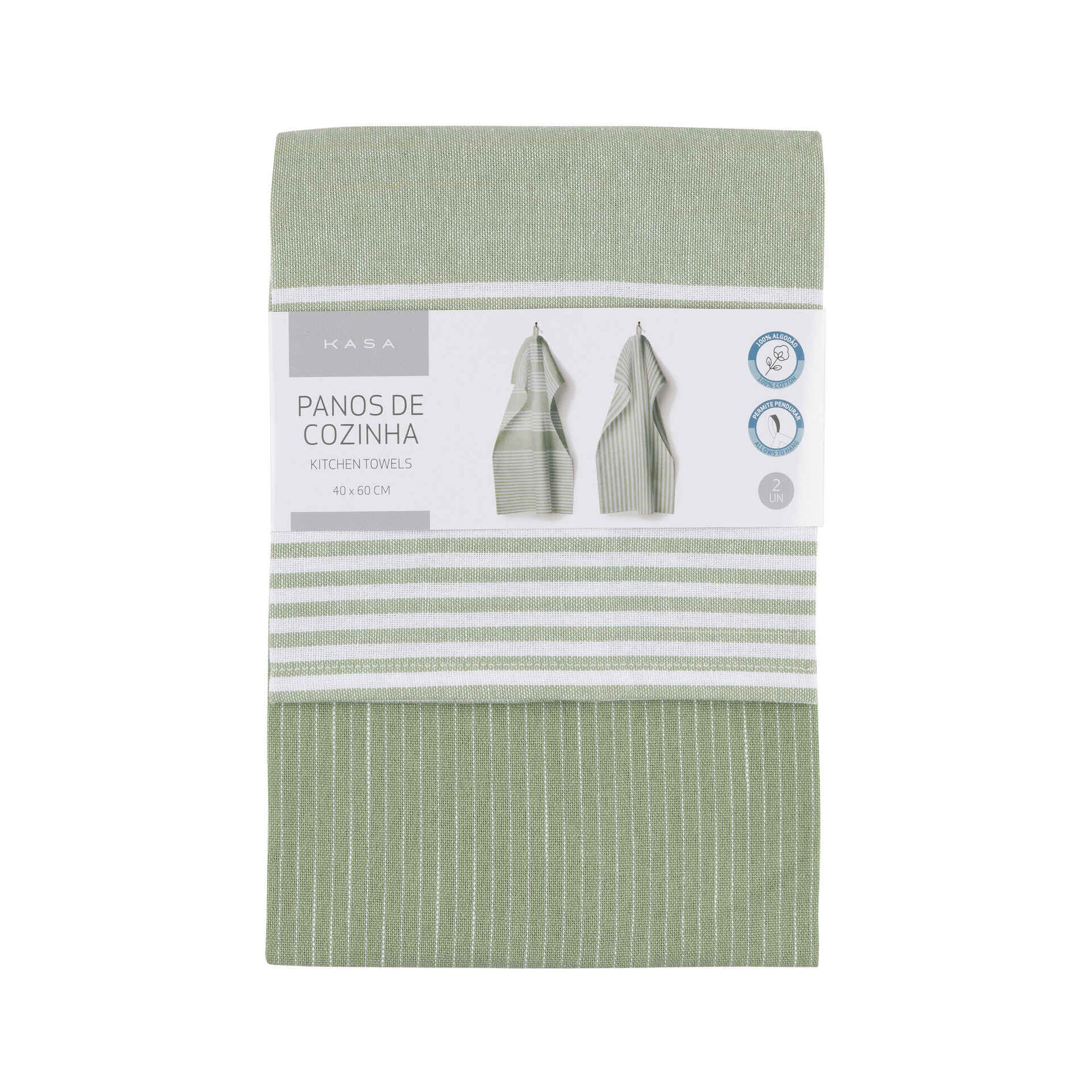 Conjunto 2 panos Cozinha Verde Riscas Conjunto 2 panos Cozinha Verde Riscas