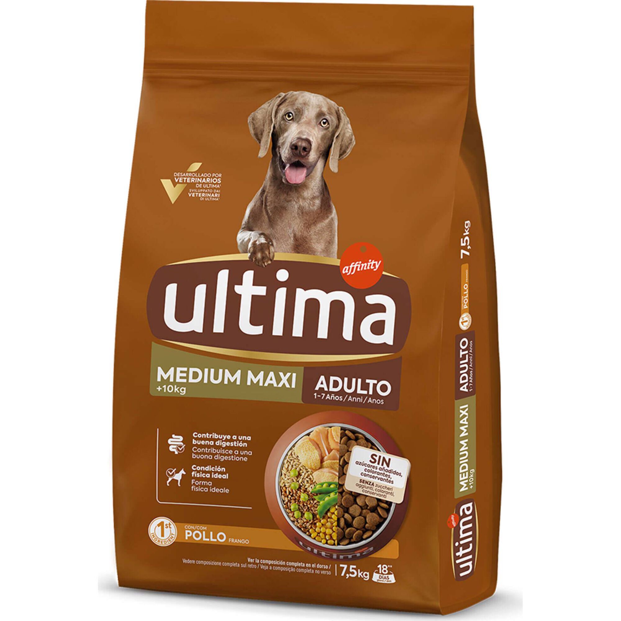 Ra&ccedil;&atilde;o para C&atilde;o Adulto M&eacute;dio e Maxi Frango e Arroz Affinity Ultima