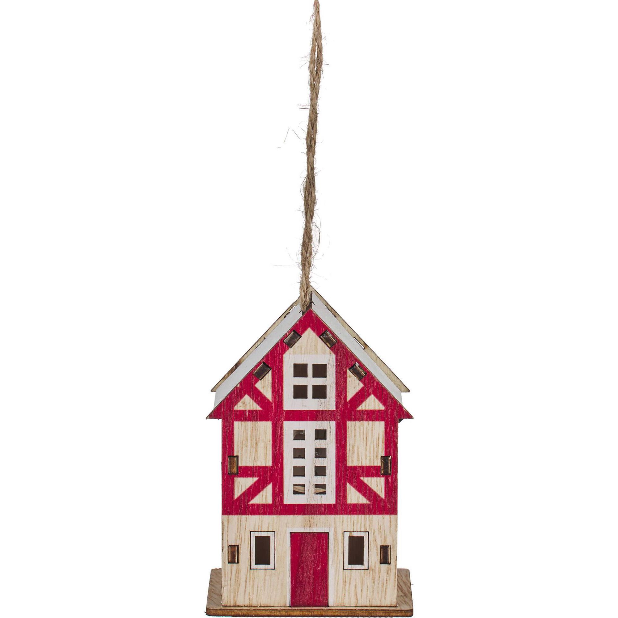 Ornamento Casinha com Luz Madeira