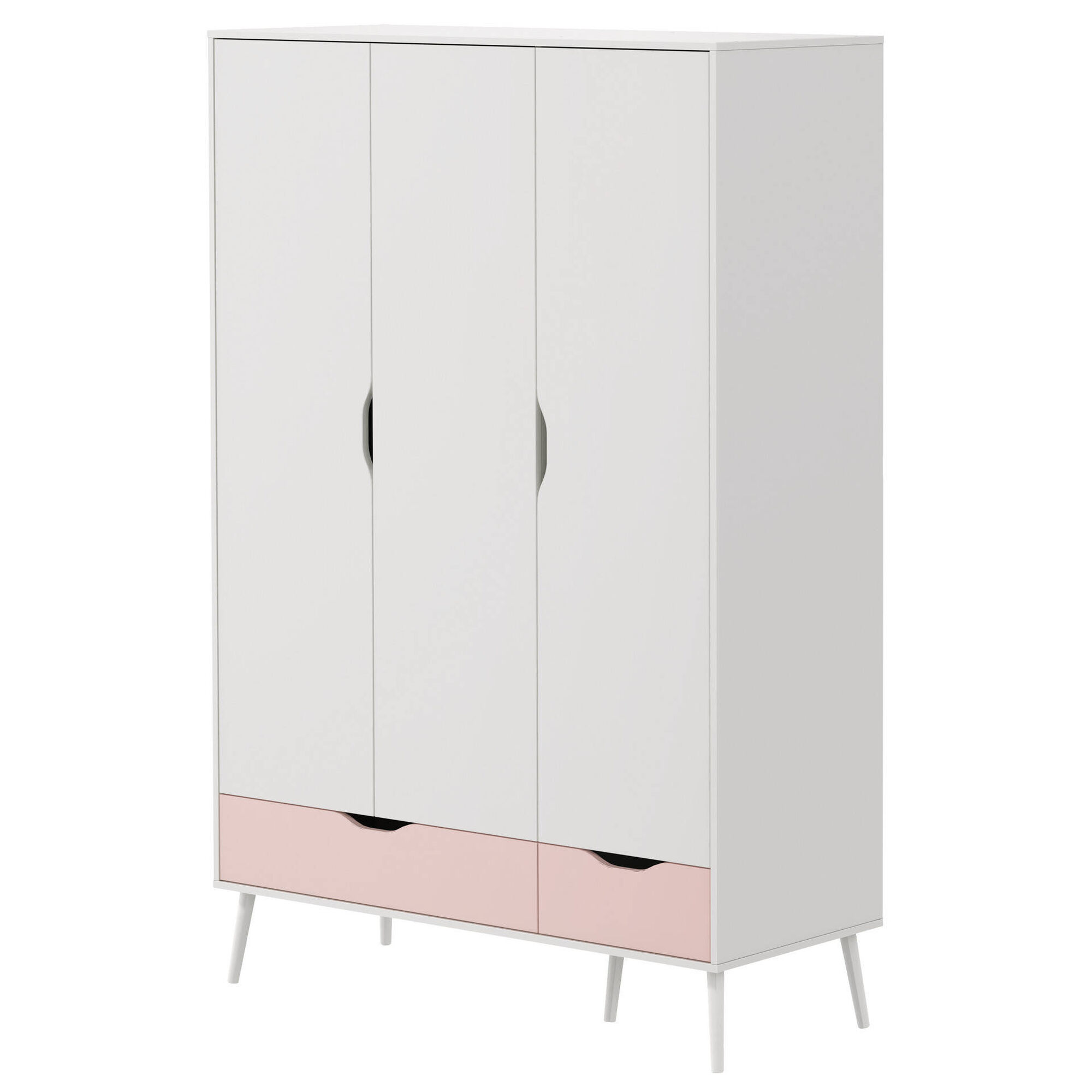 Roupeiro 3 Portas e 2 Gavetas 135x200x540cm Rosa Dream Lourini