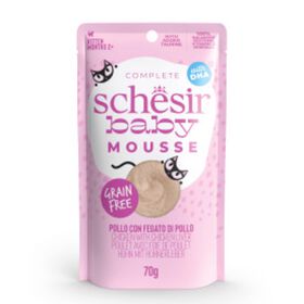 Comida H&uacute;mida para Gato J&uacute;nior Mousse Frango e Salm&atilde;o Schesir