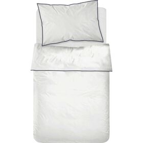 Conjunto Lençóis Algodão 220x270cm Branco Contorno Azul