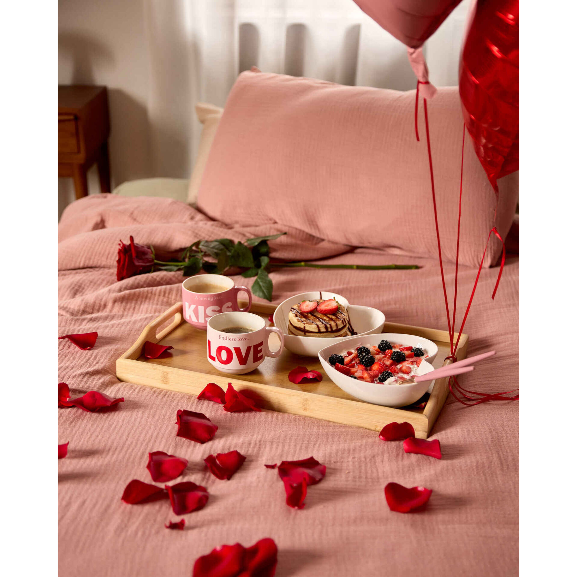 Conjunto 4 Canecas Love Rosa e Vermelho Kasa