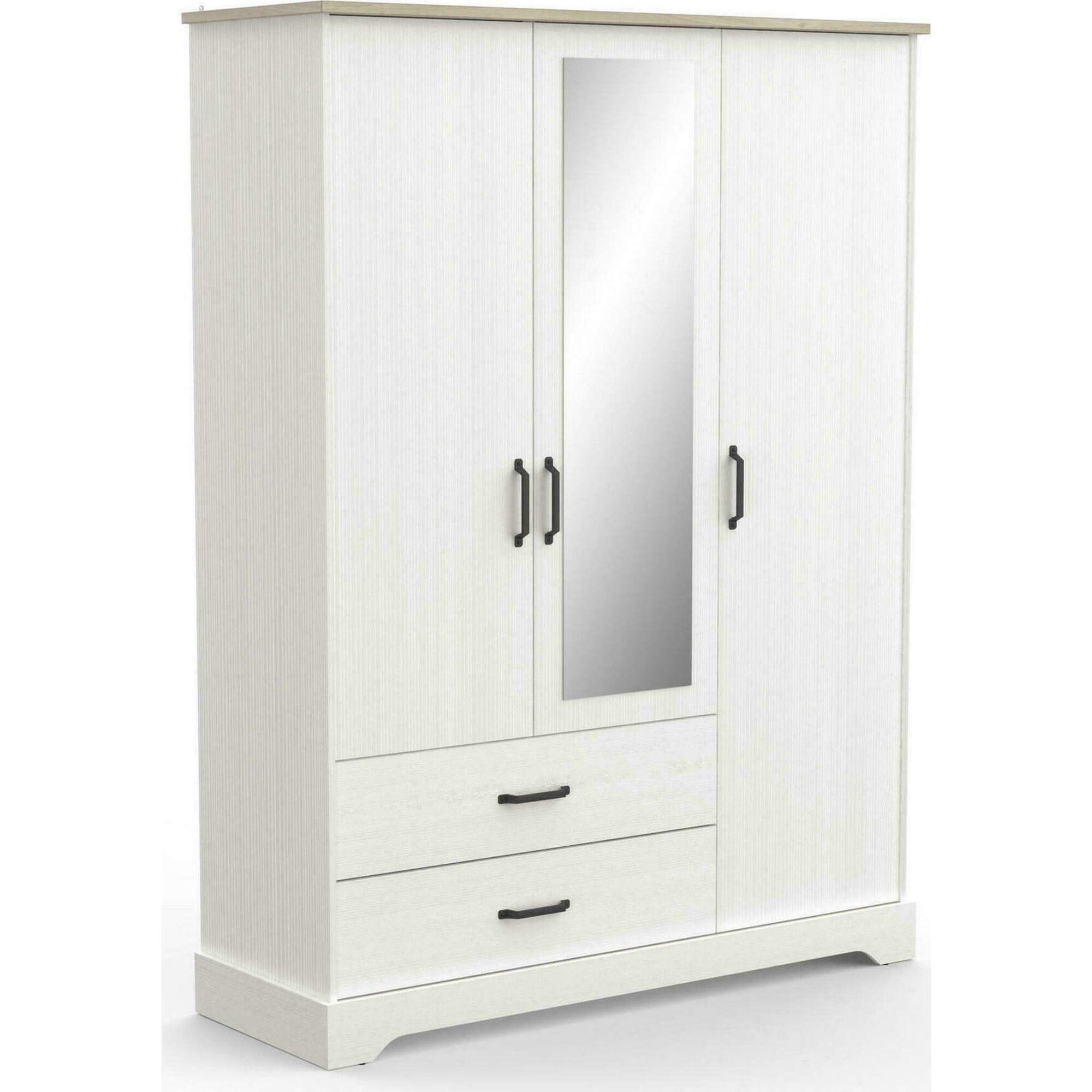 Roupeiro 3 Portas 149x57x200cm Branco e Carvalho Cottage