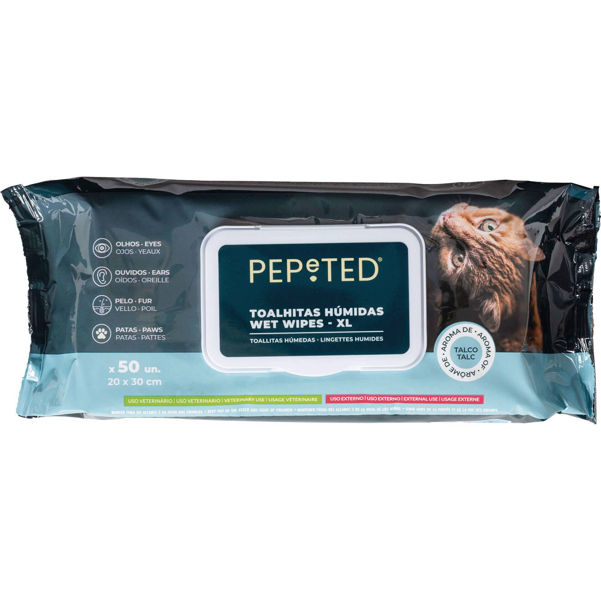 Toalhitas H&uacute;midas para C&atilde;o e Gato Talco XL Pepeted