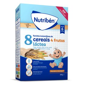 Papa Infantil Farinha L&aacute;ctea 8 Cereais 4 Frutas +6M Nutrib&eacute;n