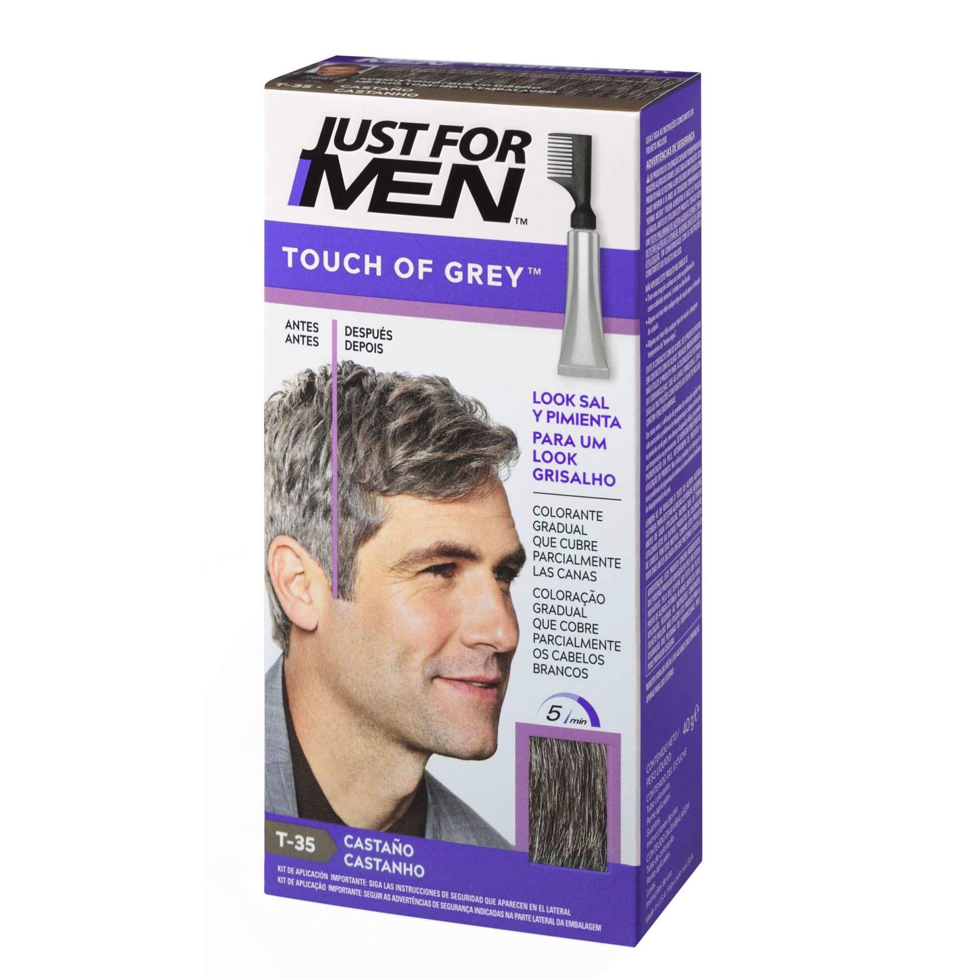 Coloração Homem Temporária para Cabelo Touch of Grey Castanho Coloração Homem Temporária para Cabelo Touch of Grey Castanho