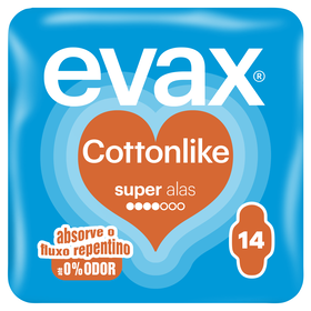 Pensos Higi&eacute;nicos Cottonlike Super com Abas Evax
