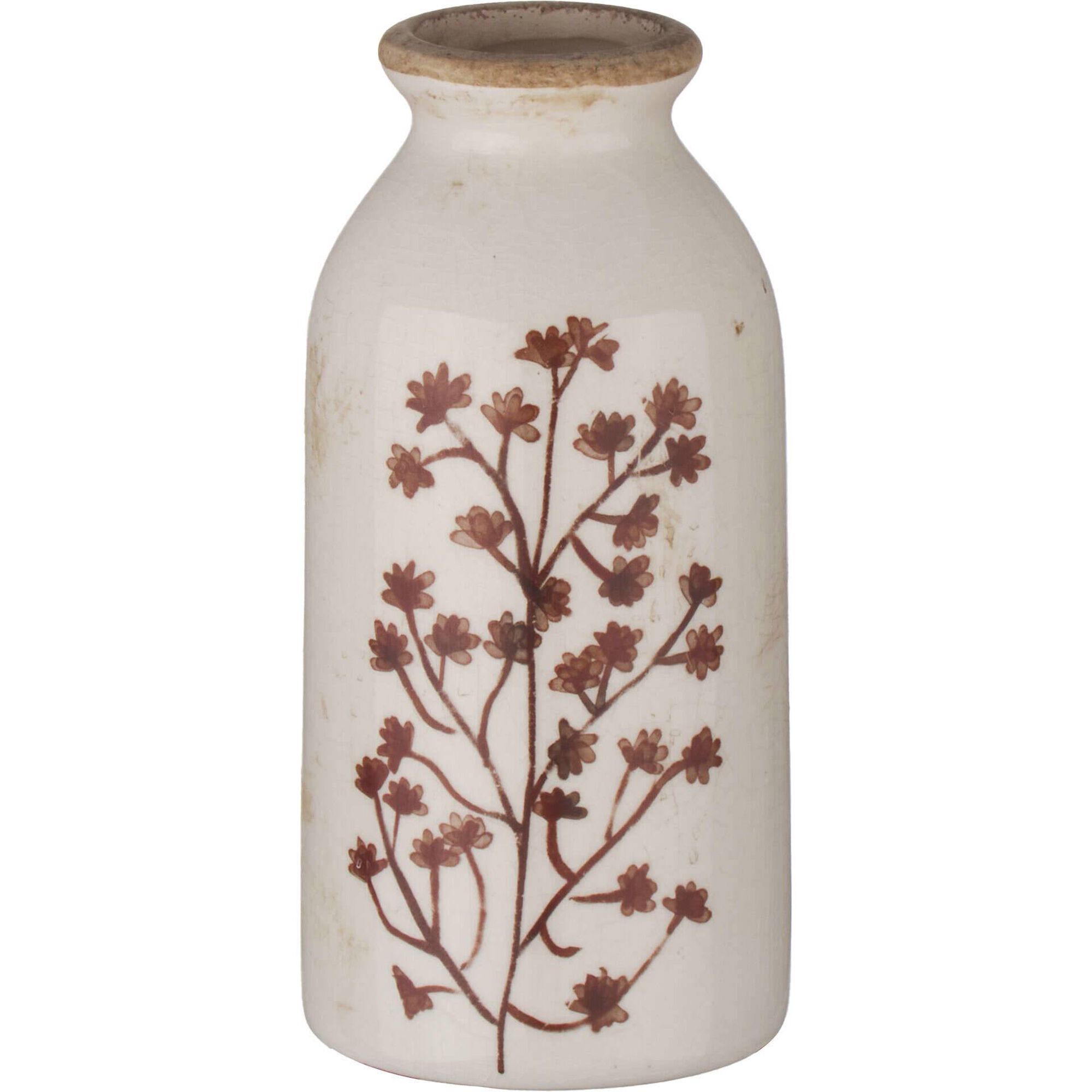 Jarra 8cm Branca Flores Rosa