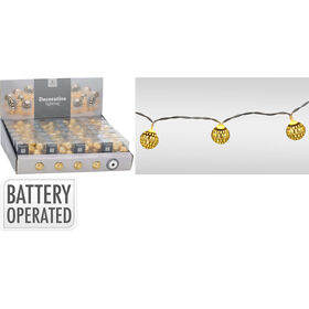 Conjunto 10 Luzes Led Bolas Metal Douradas