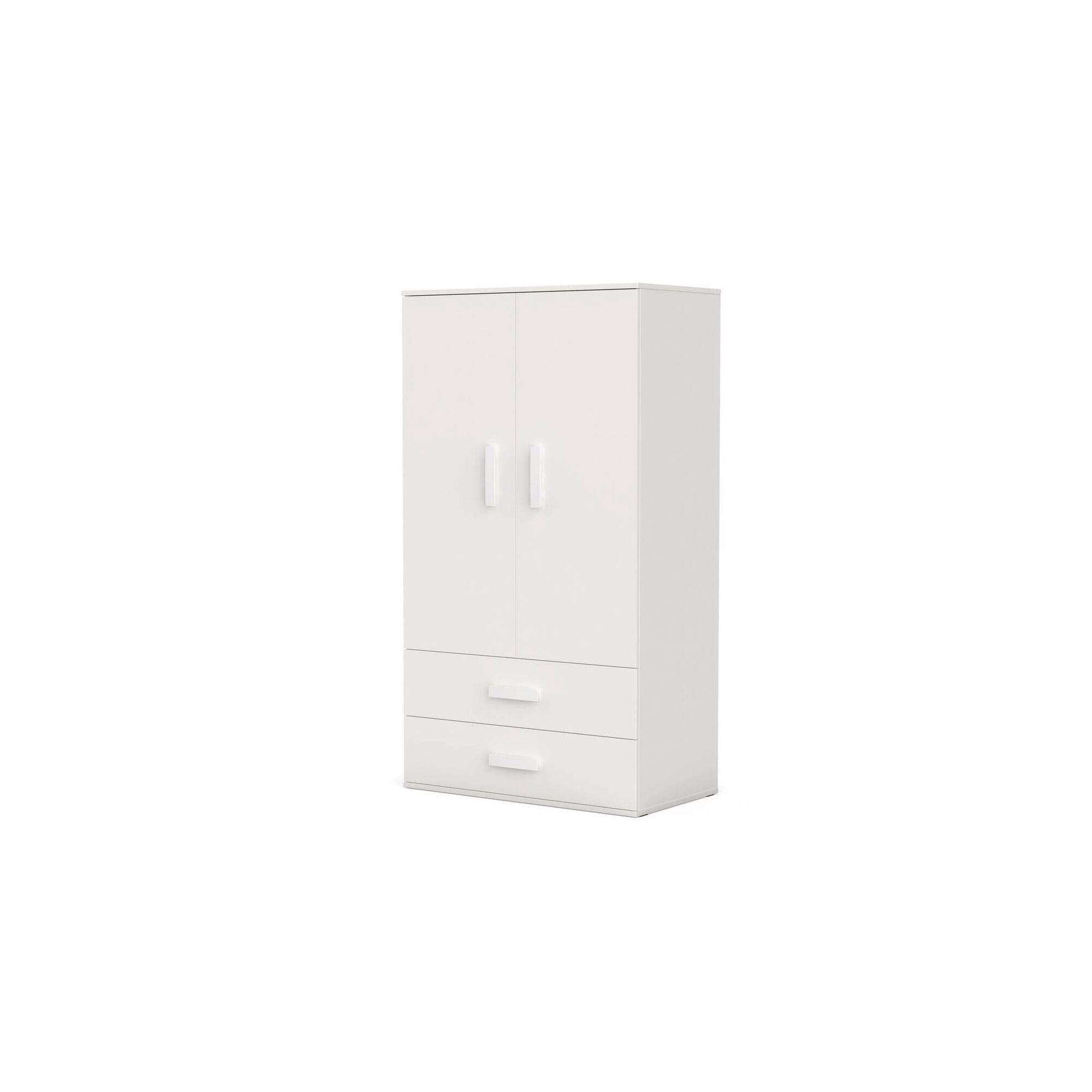 Roupeiro com 2 Portas e 2 Gavetas 100x55x180cm Branco Play Roupeiro com 2 Portas e 2 Gavetas 100x55x180cm Branco Play