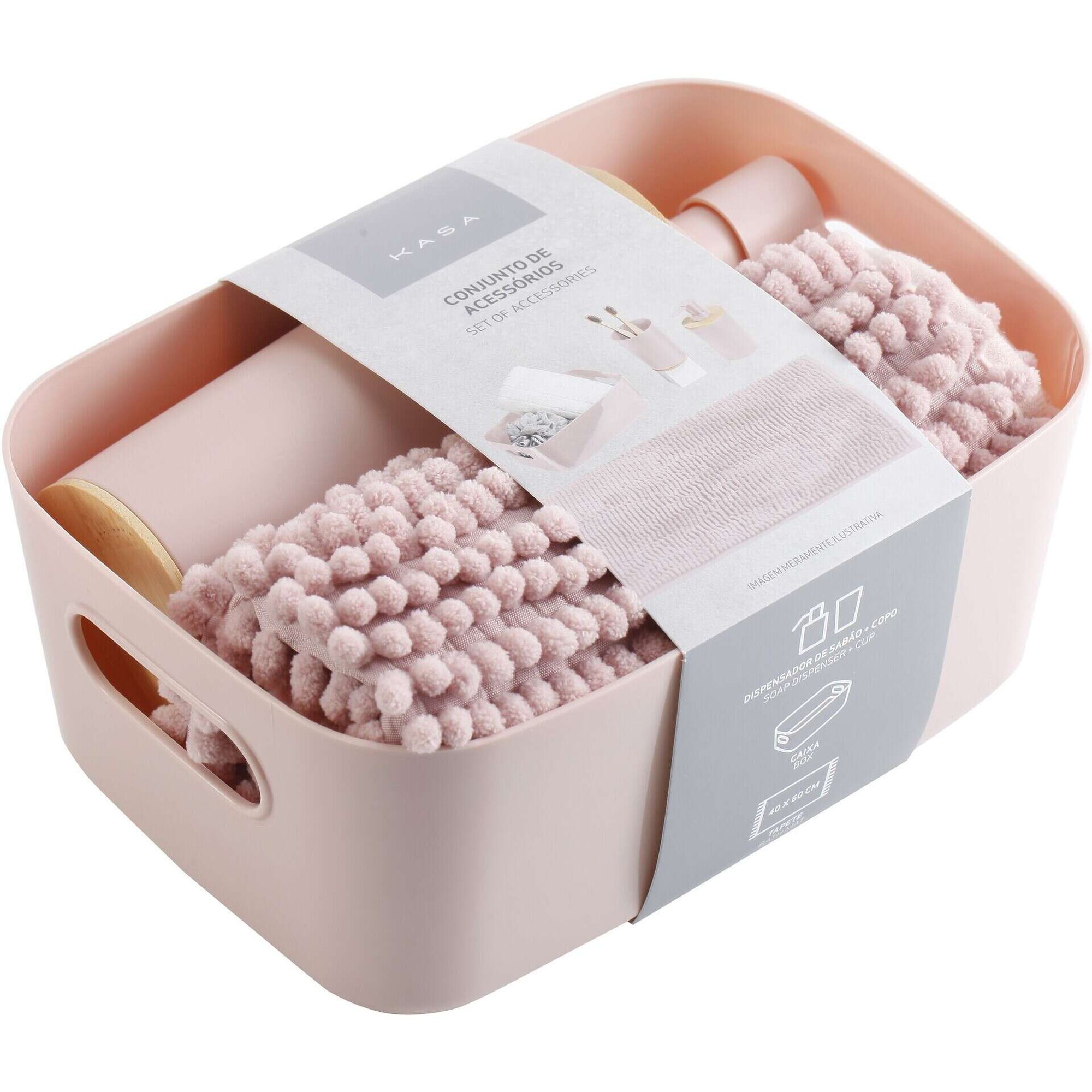 Conjunto 4 Acess&oacute;rios Banho Rosa