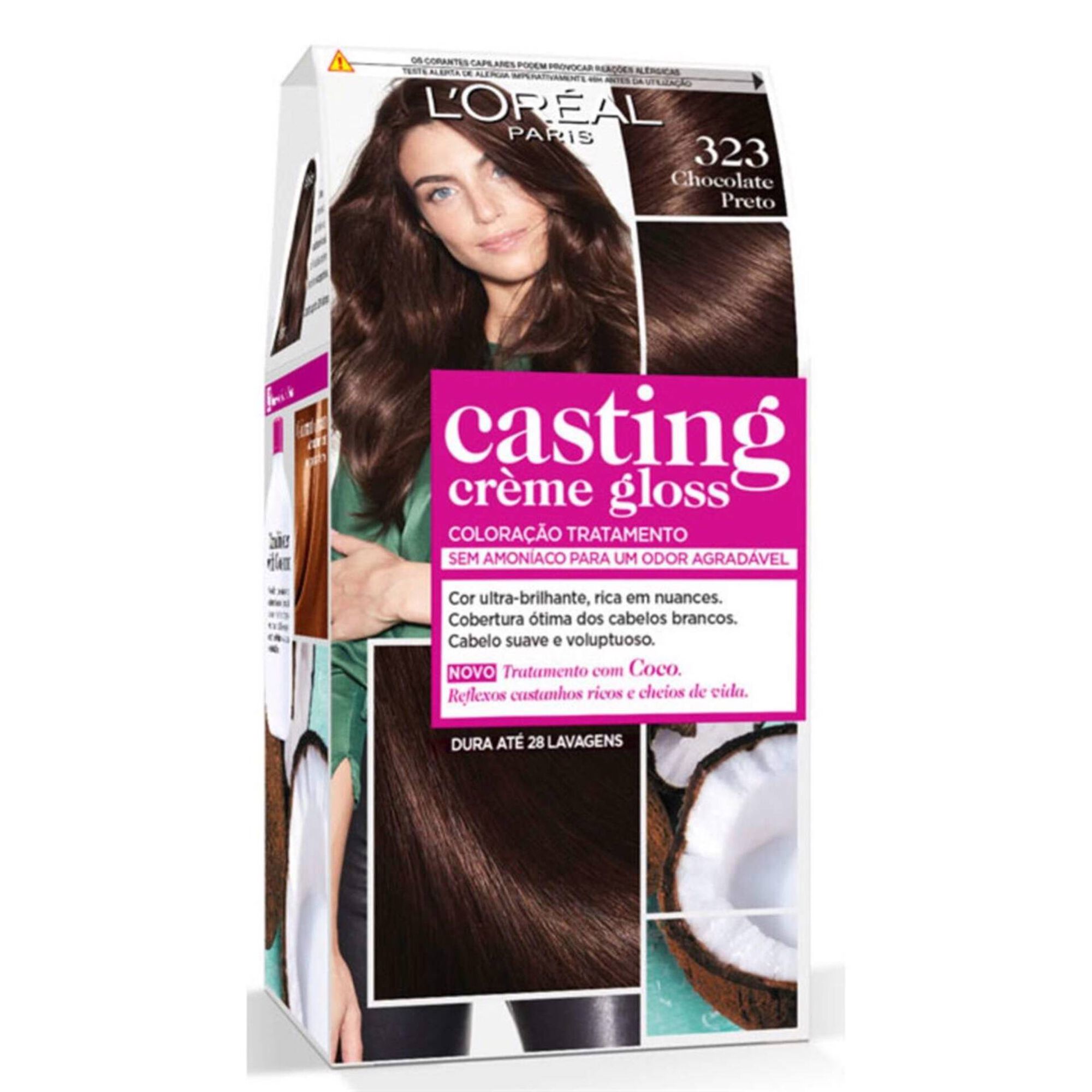 Coloração Tom sobre Tom Casting Creme Gloss Chocolate Preto 323