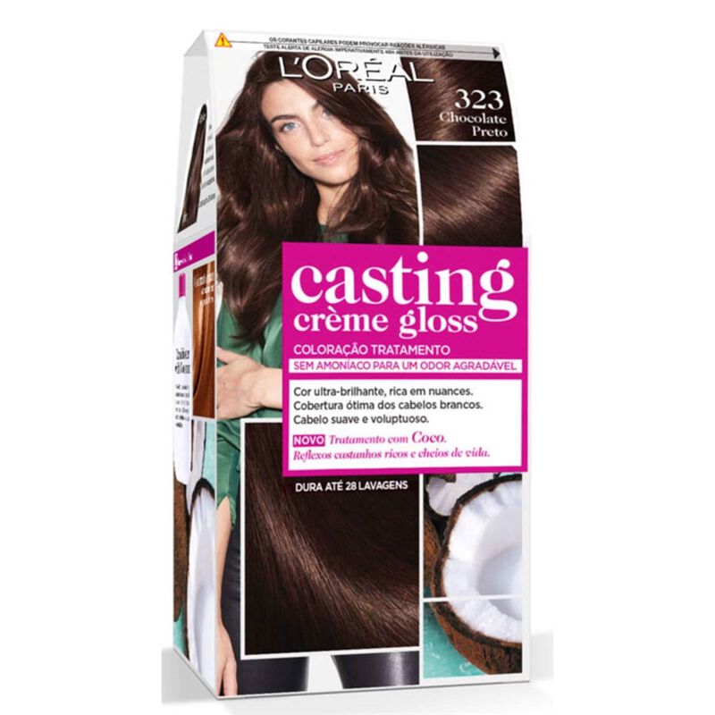 Coloração Tom sobre Tom Chocolate Preto 323   L'Oréal Paris Casting Creme Gloss