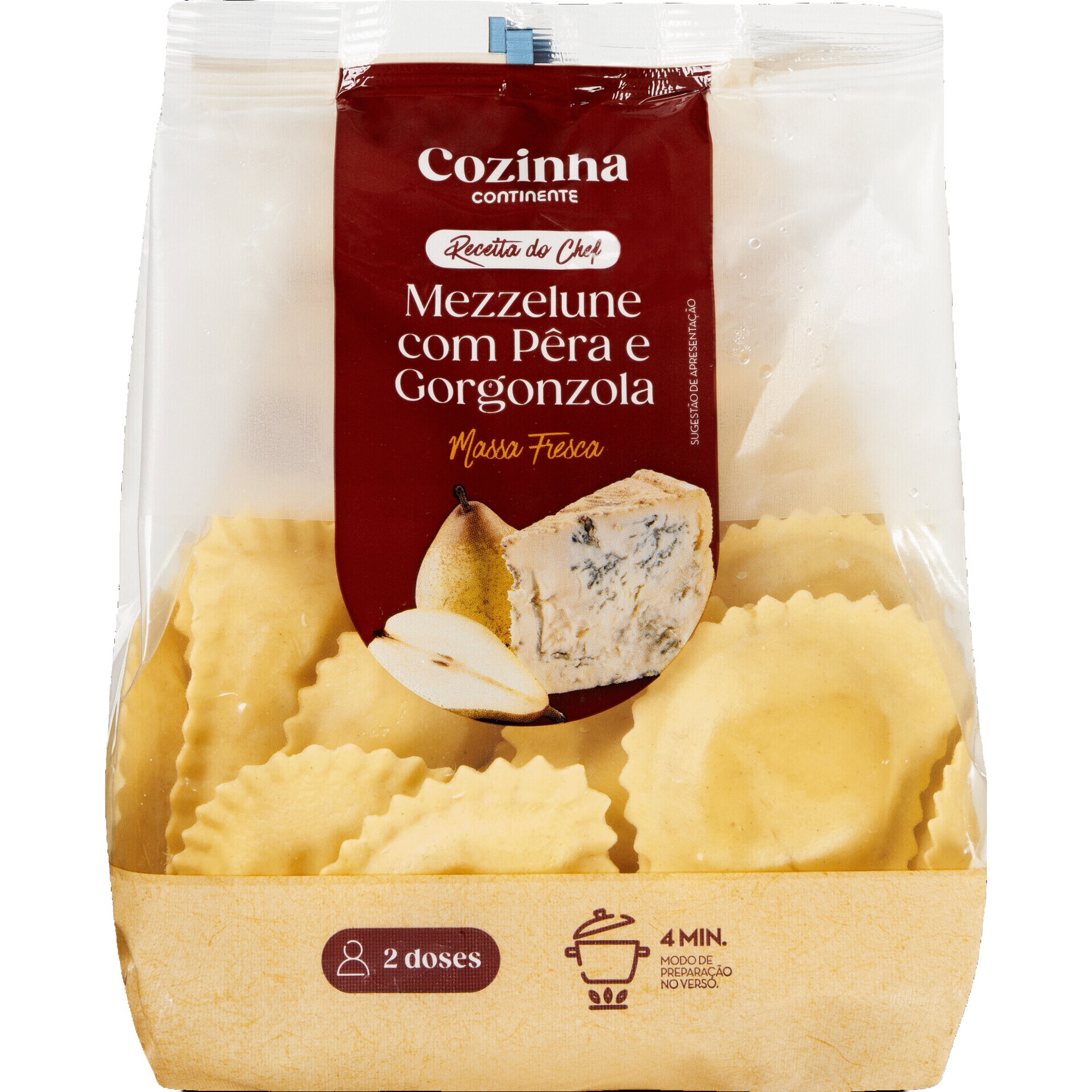 Mezzelune com Per&acirc; e Gorgonzola Cozinha Continente
