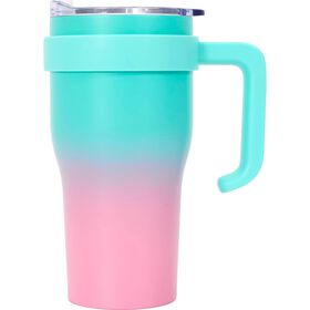 Caneca T&eacute;rmica 600ml Azul e Rosa A&ccedil;o Inoxid&aacute;vel Kasa