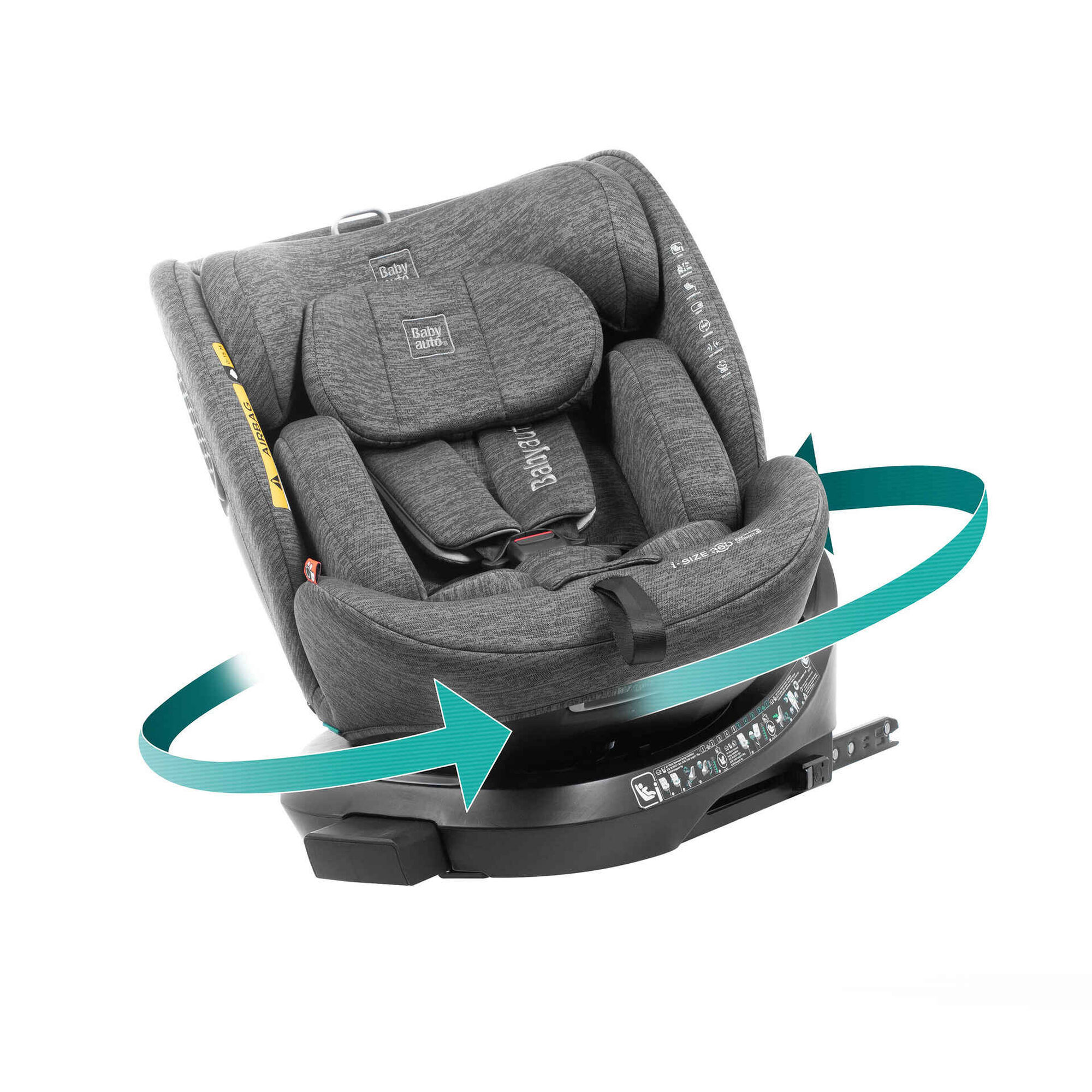 Cadeira Auto I-Size 40-150cm Isofix Rotativa Antracite Core Babyauto