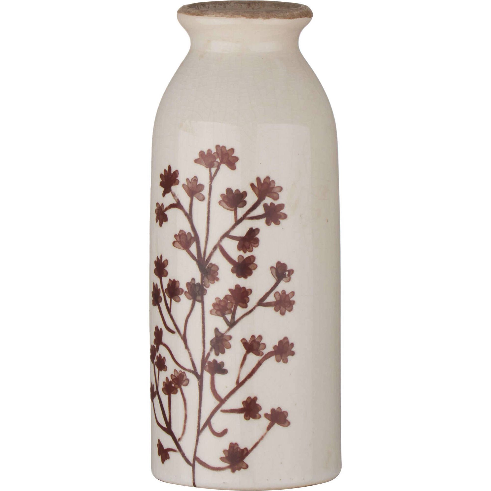 Jarra 8cm Branca Flores Rosa