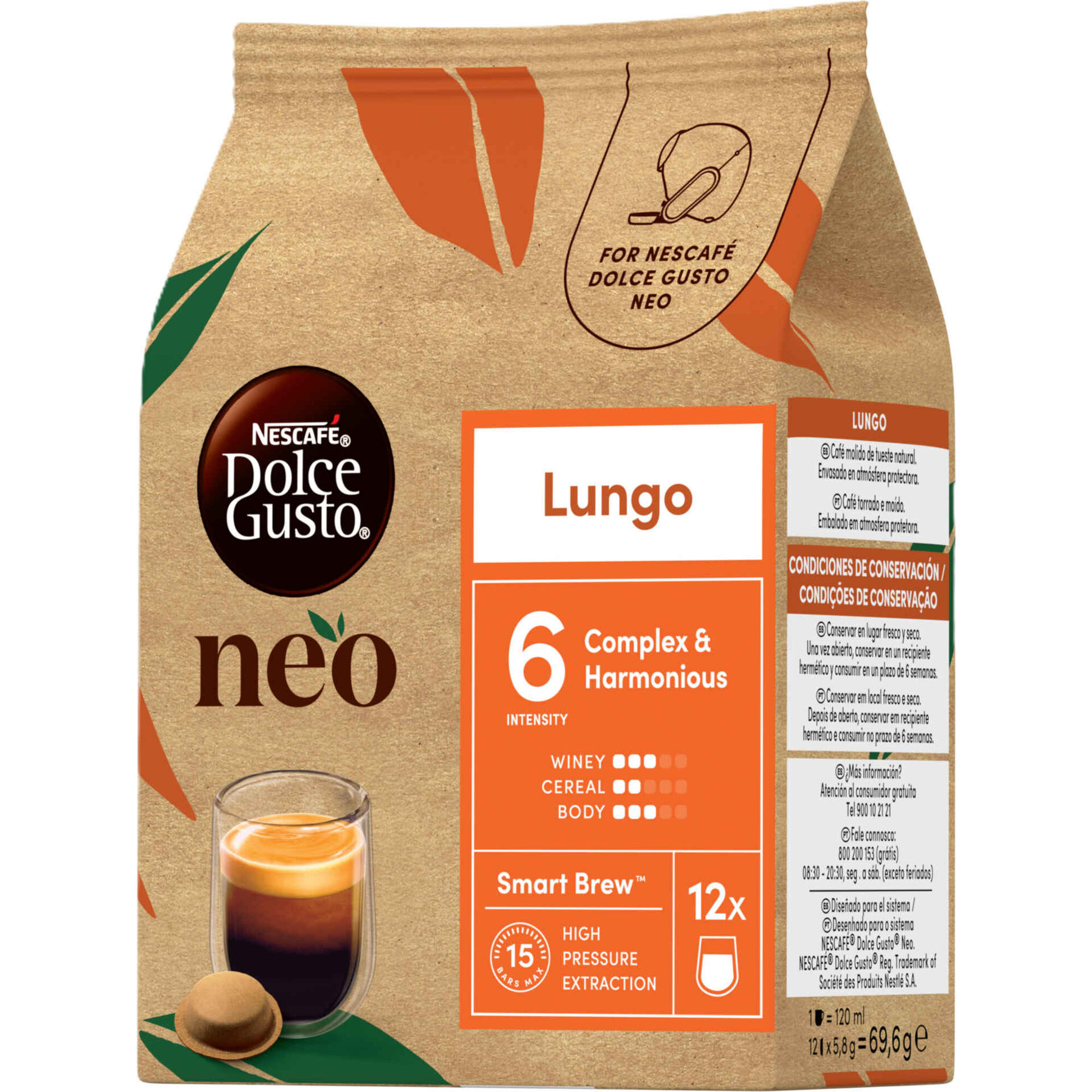 C&aacute;psulas de Caf&eacute; Lungo Int 6 Nescaf&eacute; Dolce Gusto Neo