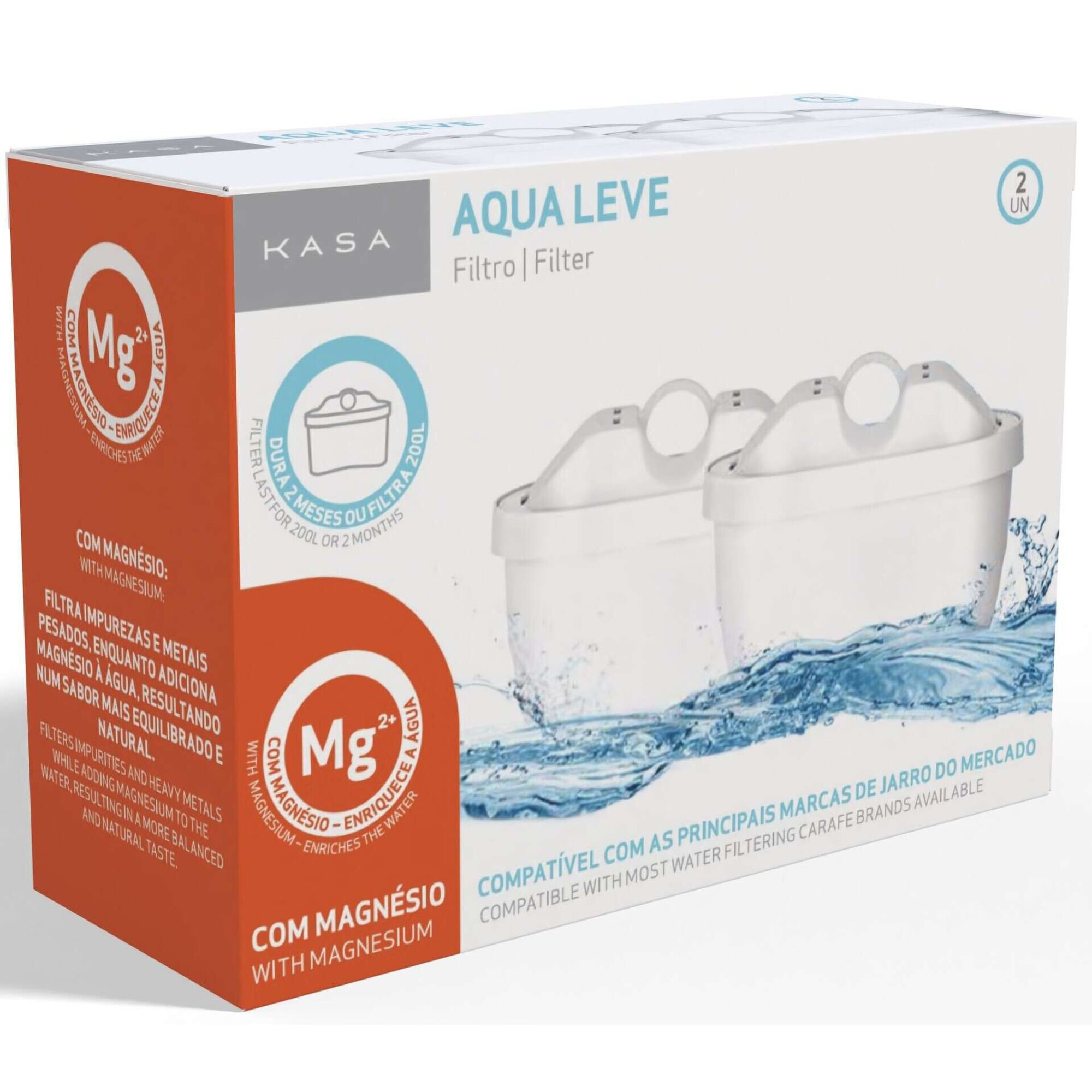 Conjunto 2 Filtros com Magn&eacute;sio para Jarro Aqua Leve Kasa
