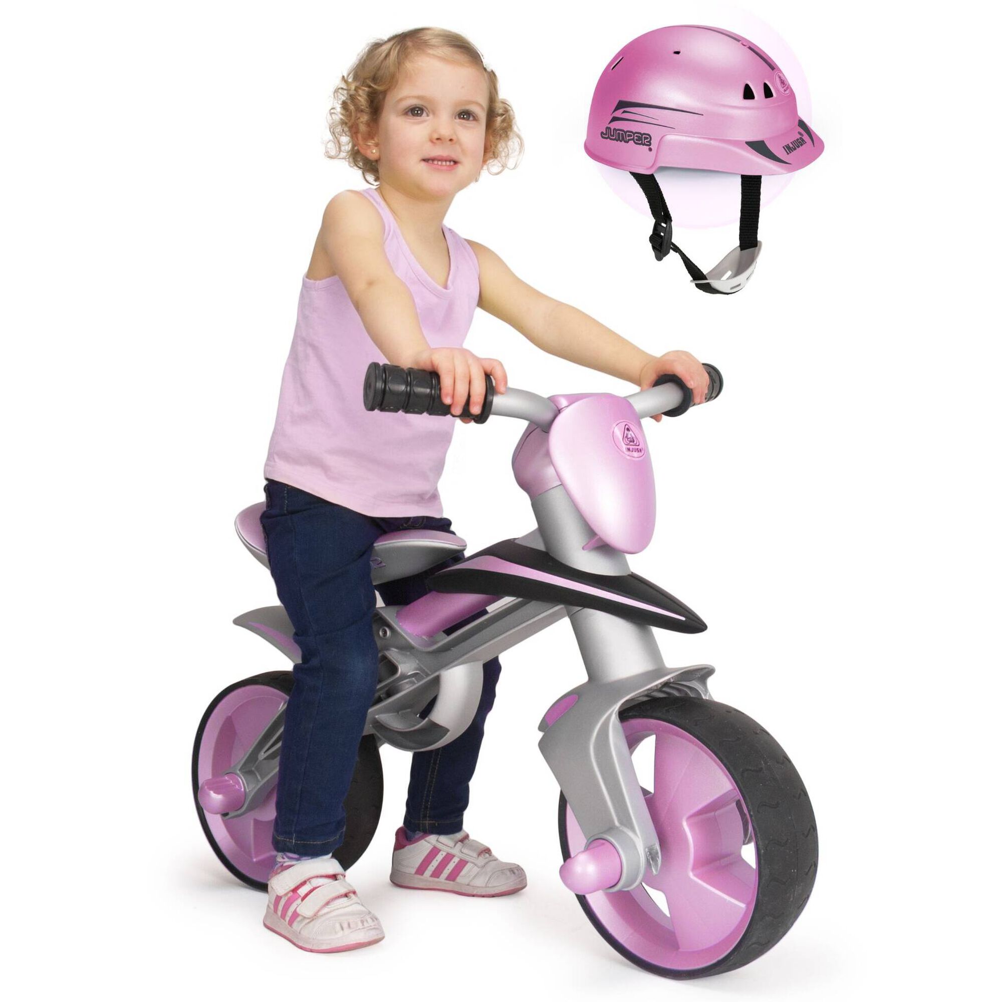 Balance Bike Jumper Rosa com Capacete Balance Bike Jumper Rosa com Capacete