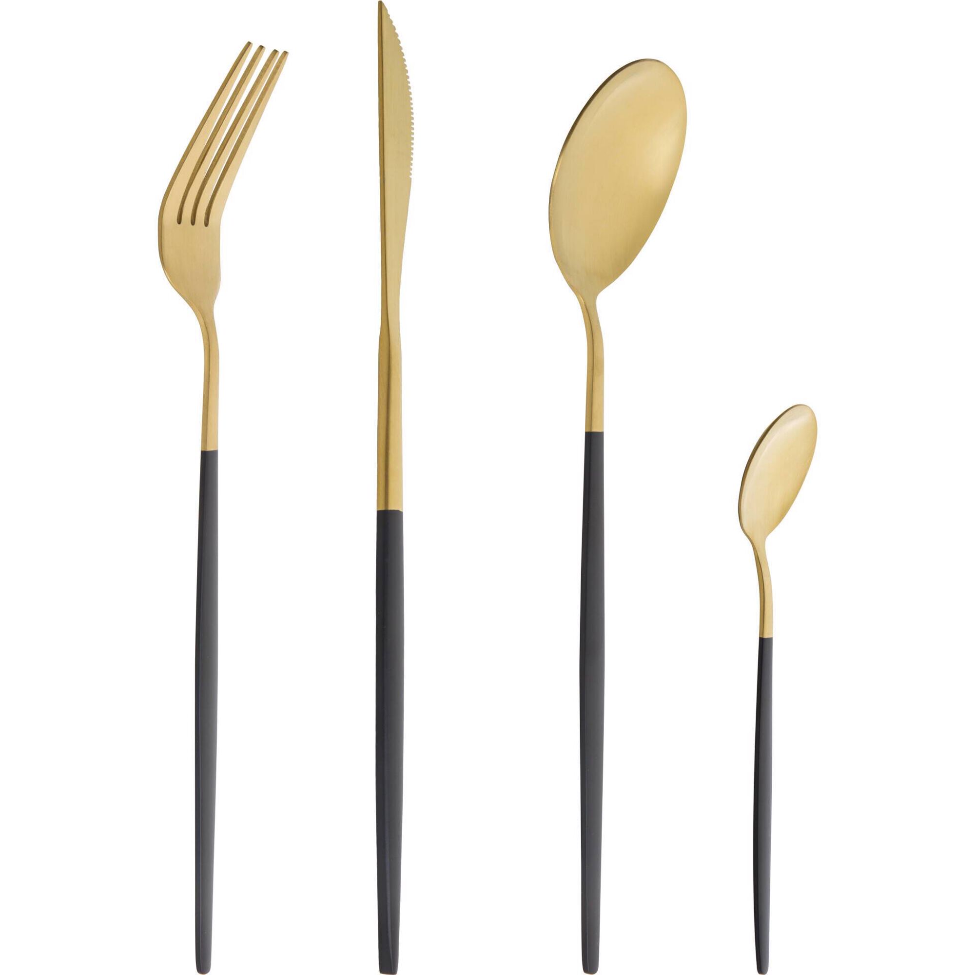 Faqueiro Dourado com Cabo Preto 6 Pessoas Kasa