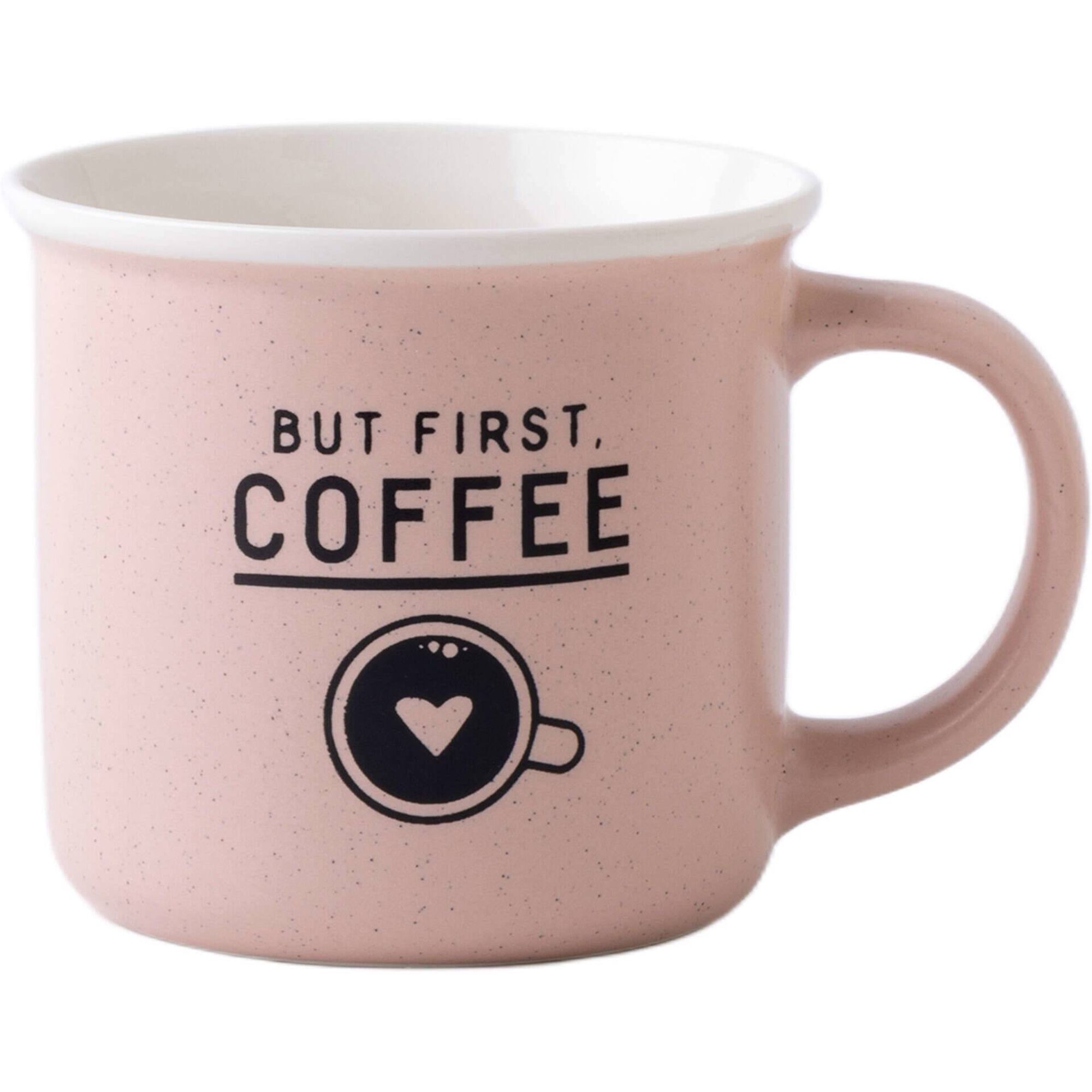 Caneca 360ml Rosa First Coffee