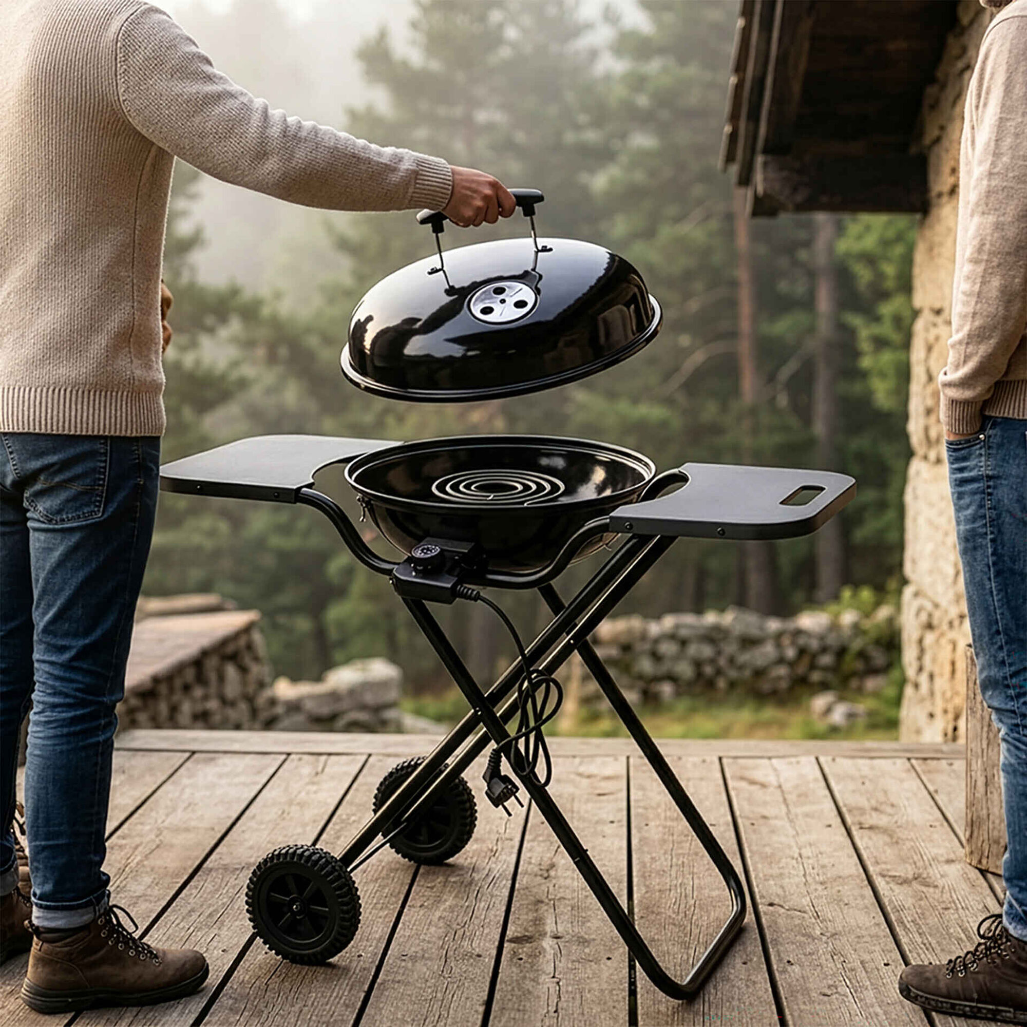 Barbecue El&eacute;trico 1000W 76x38,5x78cm Preto Comporta BBQ Collection