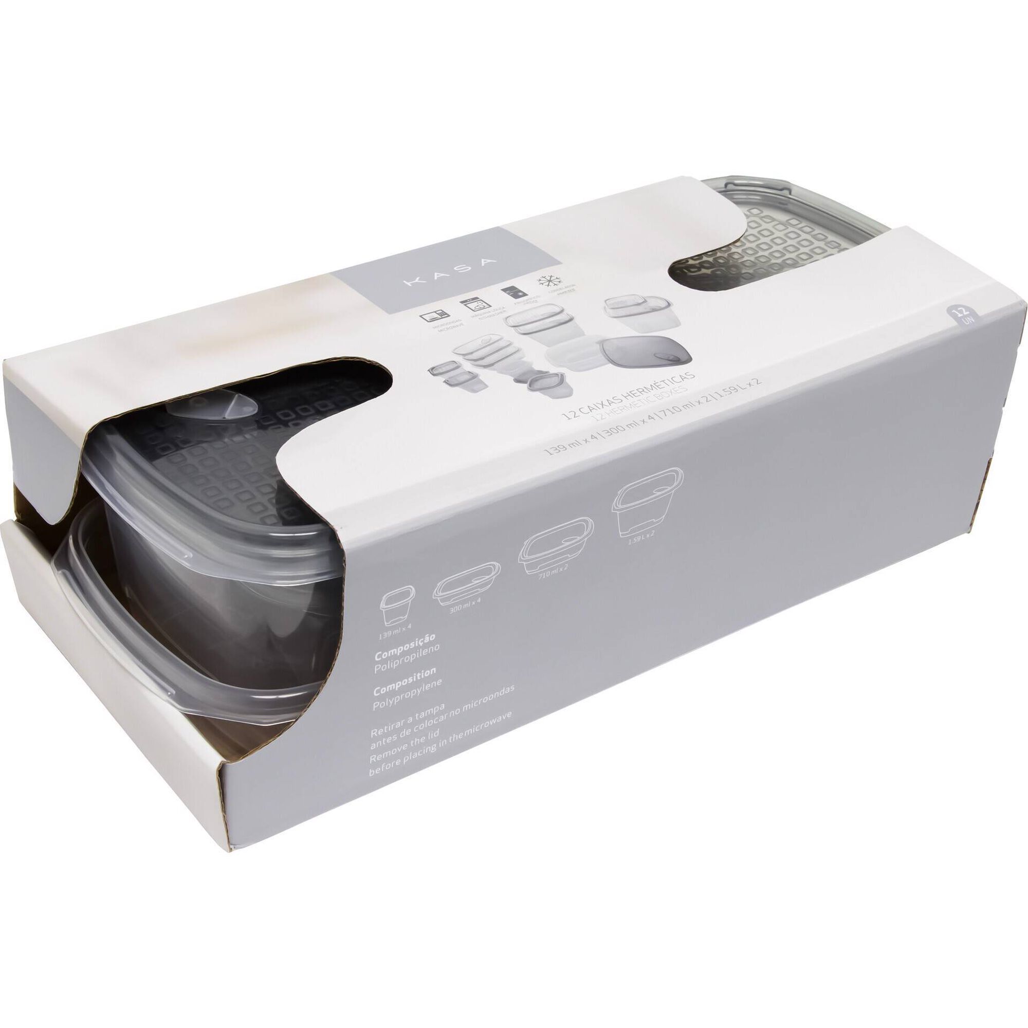 Conjunto de 12 Caixas Herm&eacute;tica Click and Fresh Kasa