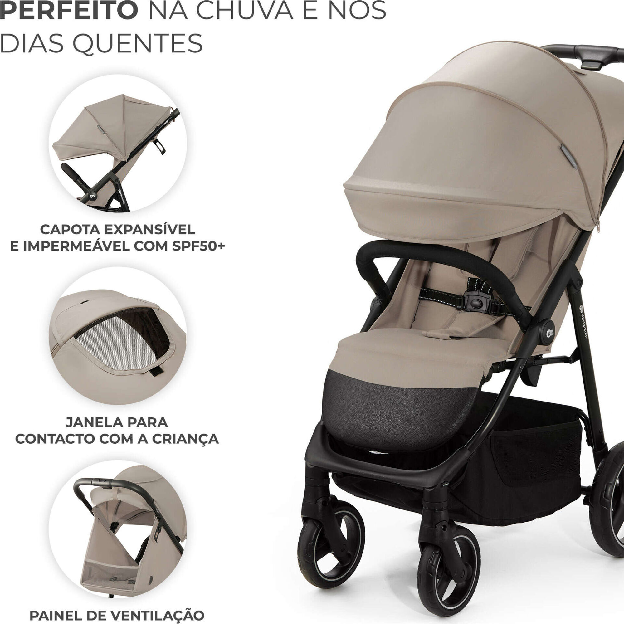 Carrinho de Passeio Trig 3 Stone Bege Kinderkraft