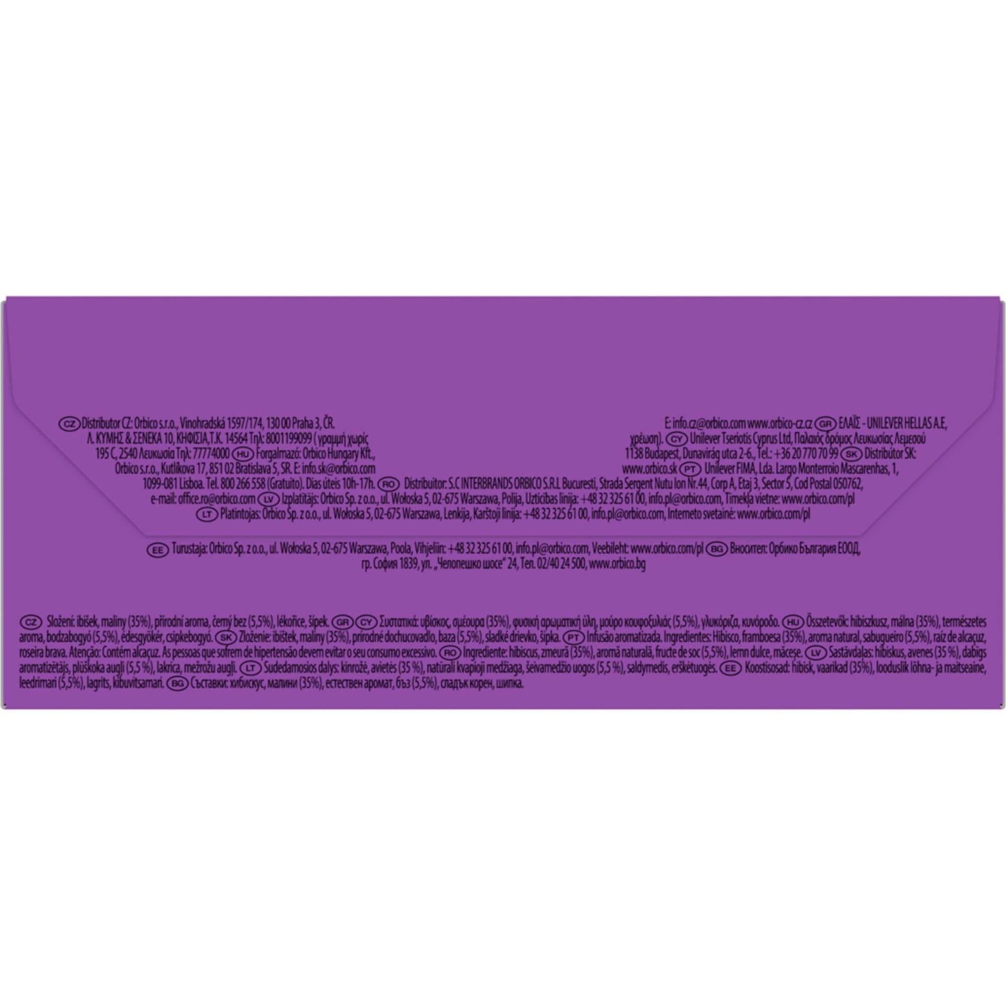 Infus&atilde;o Framboesa Sabugueiro Saquetas