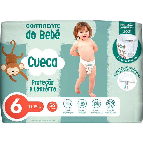 Fraldas Cueca Proteção e Conforto 14-19kg T6 Continente do Bebé