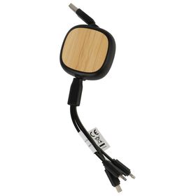 Cabo 3 em 1 Bambu Quadrado Lightning Micro USB-C