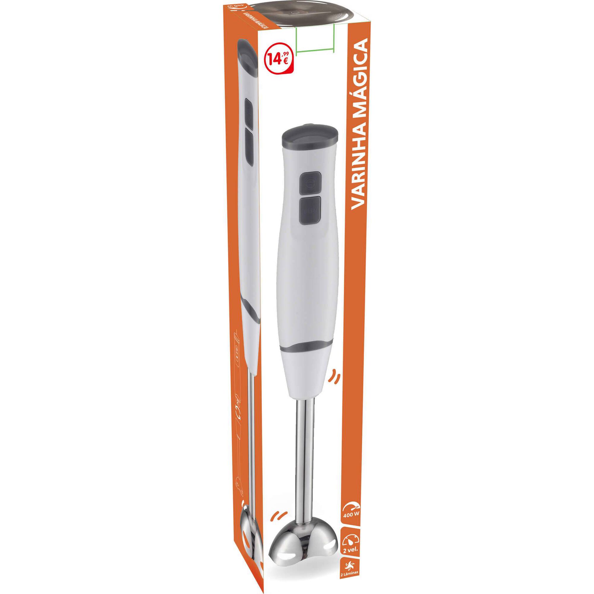 Varinha Mágica Branca Inox 400W 2 Velocidades