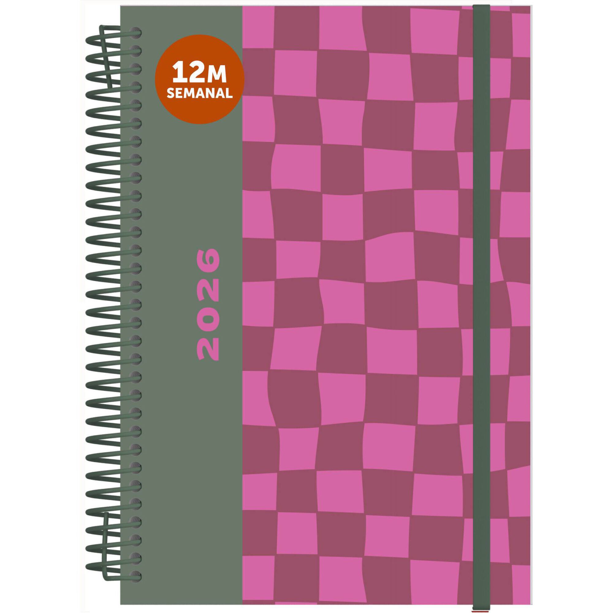Agenda A5 2026 Espiral 12 Meses (várias cores)