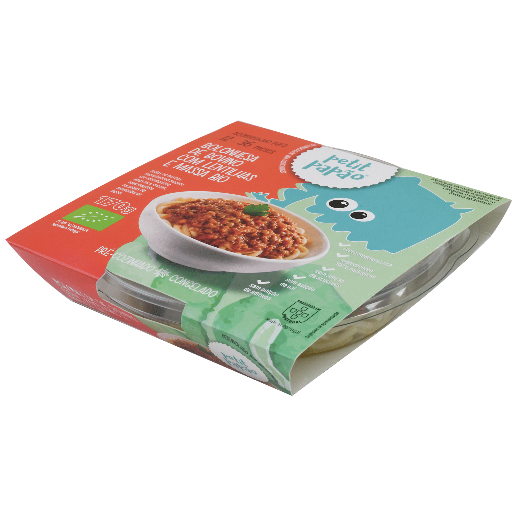 Bolonhesa de Vitela, Lentilhas e Massinhas Biol&oacute;gico +12M Petit Pap&atilde;o