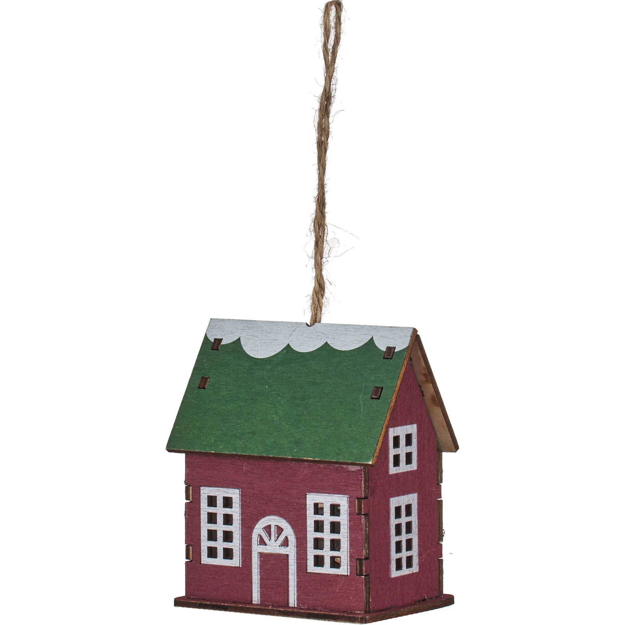 Ornamento Casinha com Luz Telhado Verde