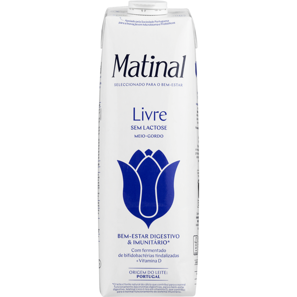 Bebida de Leite UHT Livre Meio Gordo Sem Lactose Matinal