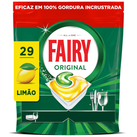 Detergente M&aacute;quina Loi&ccedil;a Pastilhas Tudo em 1 Lim&atilde;o Fairy