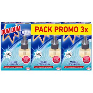 Inseticida Elétrico Recarga Melgas e Mosquitos Pack Triplo Dum Dum