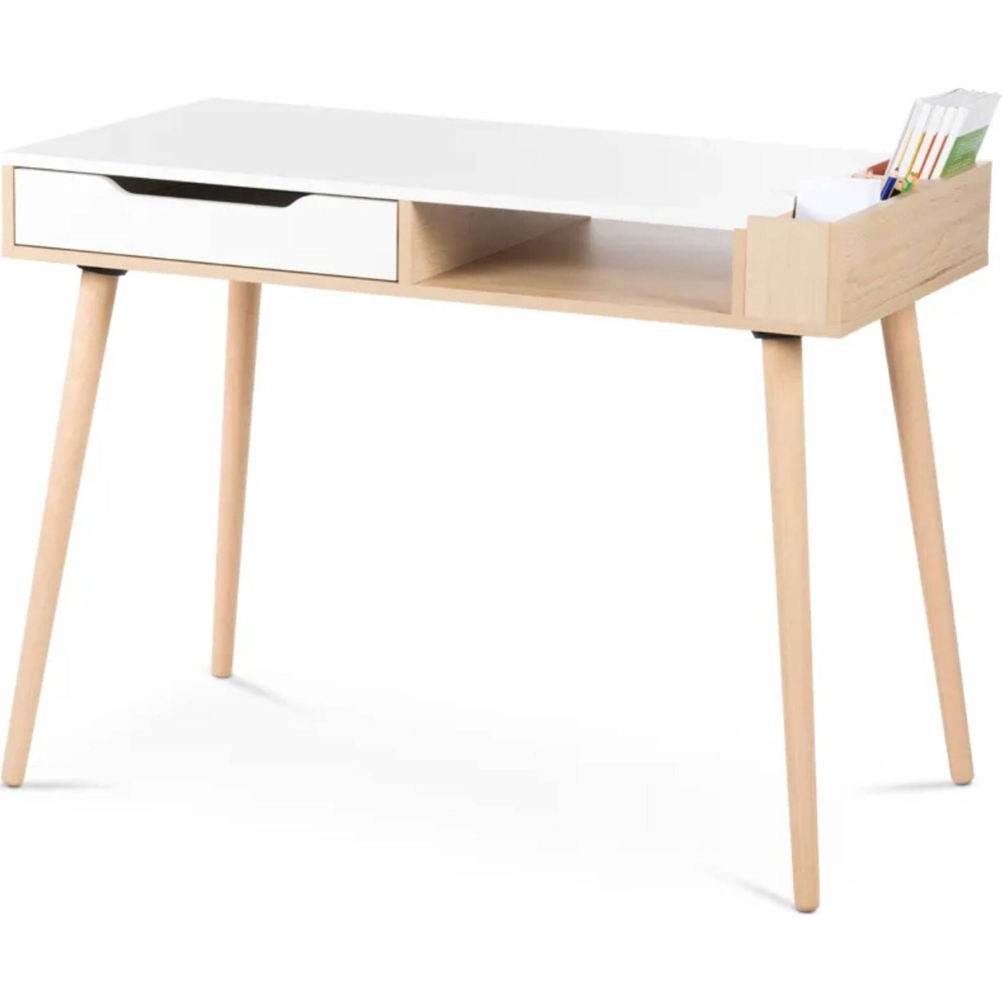 Secretária com Arrumação Faia e Branco Sofie